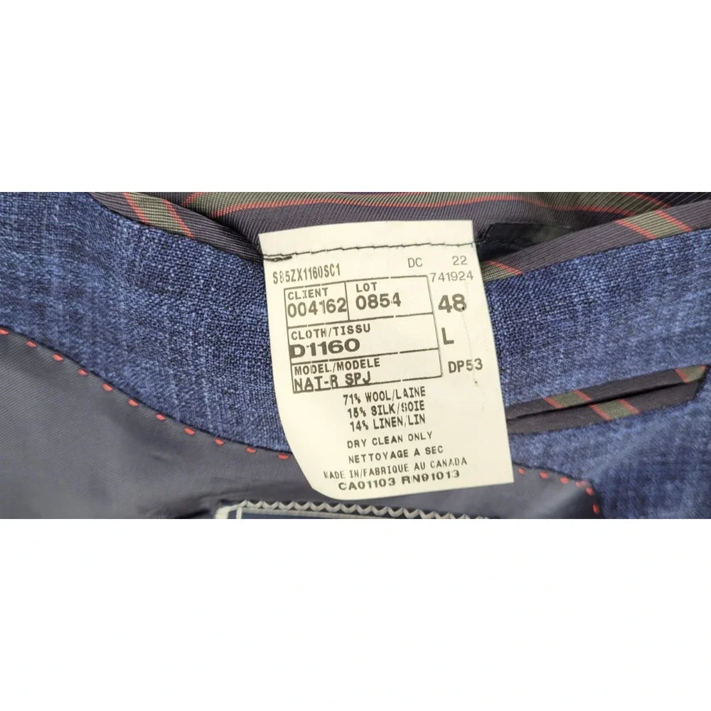 Daniel CREMIEUX Wool Silk Blend Blue Classic Sport Coat Jacket Blazer 48L NWT